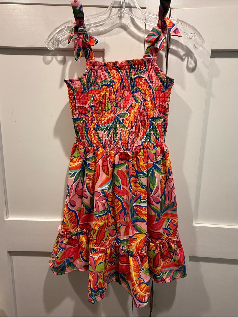 Rare Editions Multicolor Tropical-Print Tie-Shoulder Sundress